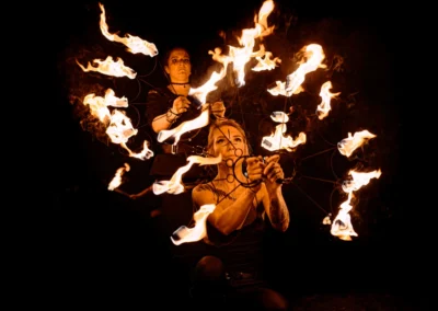 ohňová show, noční vystoupení — vějíř plamenů, fotograf akcí | Jana H Foto